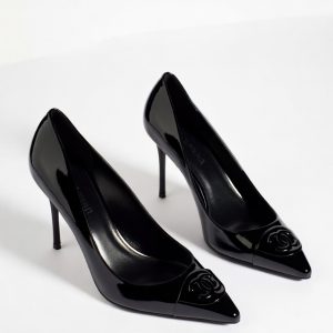 Chanel Classic Black Patent Leather CC Pumps
