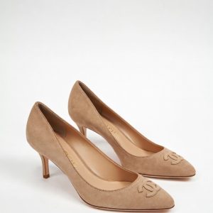 Chanel Nude Suede Almond Toe Pumps